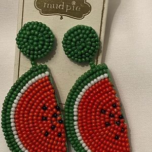 Beaded icon earrings.